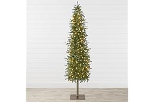 Best Choice Products 6ft Pre-Lit Pencil Christmas Tree, Hinged Artificial Alpine Slim Holiday Decoration w/ 250 LED Lights, 700 Tips, Metal Stand