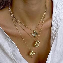 SELFROSE Bubble Letter Necklace for Women,Chunky