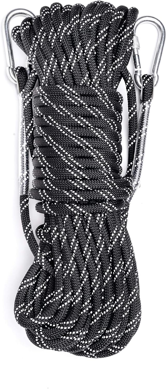 Static Reflective Outdoor Rock Climbing Rope, Tree Climbing Gear for Outdoor Activities, 10mm Heavy Duty Mountain Equipment & 30m(98 ft) Emergency Fire Safety Braided Ropes : Sports & Outdoors