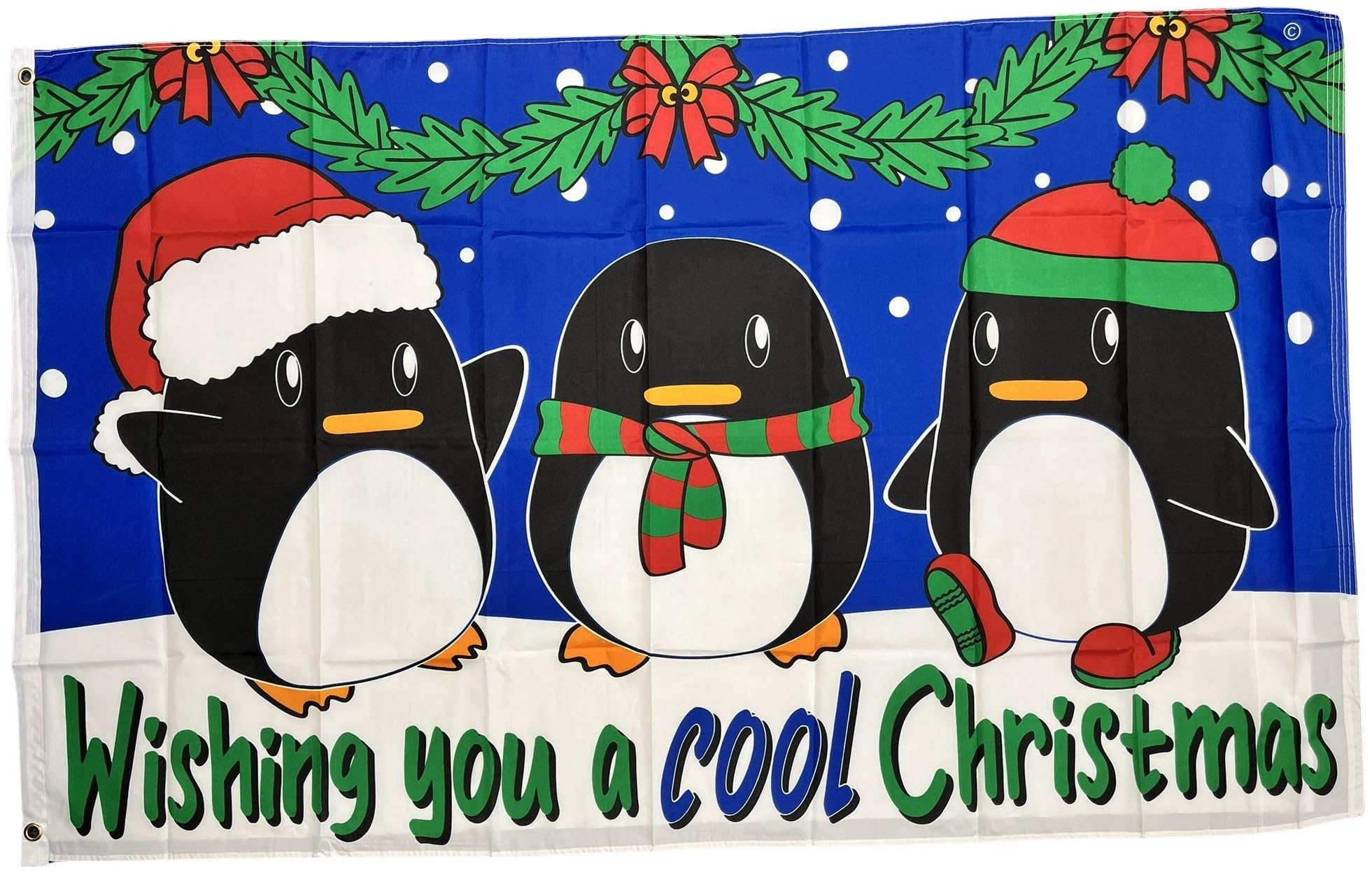 NWFlags Cool Christmas Flag 5ft x 3ft 75d Premium Polyester Suitable For Flagpoles | Strong Polyester 5x3 foot material flag with Eyelets