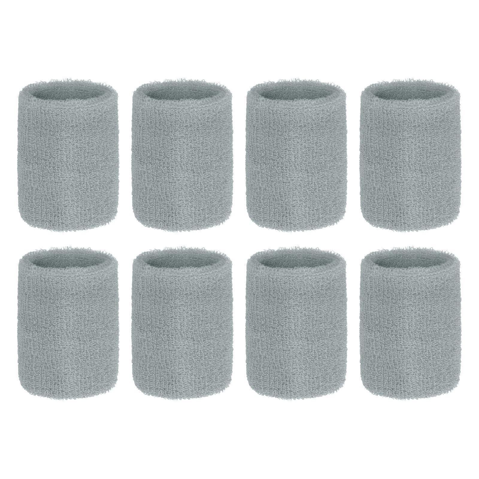 PATIKIL Wrist Sweatbands, 8Pack Sports Wristbands Sweatbands Wrist for Tennis Badminton Basketball Football, Light Grey