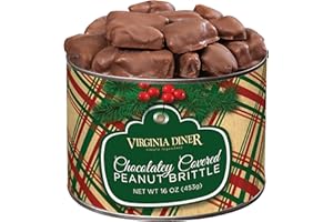 Virginia Diner Holiday Plaid - Chocolatey Covered Peanut Brittle, 16 Ounce Tin