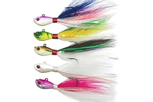 kmucutie 5 pcs deer tail hair bucktail Jigs saltwater or freshwater bait,for bass flounder fluke striper fishing lure