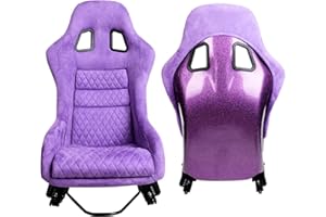 ciwucseat Size L Piece of Universal Fiber Glass Racing Bucket Seat, Purple Glitter Stronger Fiberglass Back w/Dual Lock Slider, Fit for Racing Simulator and Car Use