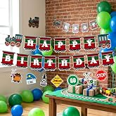 Train Birthday Banner Retro Train Birthday Party Decor Boys Railroad Banner | Retro Train Birthday Party Decorations for Boys Railroad Crossing Banner Backdrop Vintage Transportation Party Supplies