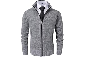 Vcansion Men's Classic Cardigan Sweaters Stand Collar Slim Fit Casual Knitted Sweater