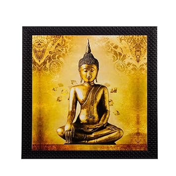 eCraftIndia Meditating Buddha Matt Textured Framed UV Art Painting