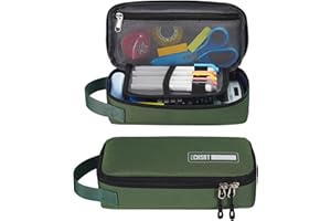 ECHSRT Large Pencil Case, Aesthetic Pen Pouch with Big Capacity, Minimalist Portable Stationery Bag with Handle for Office Or