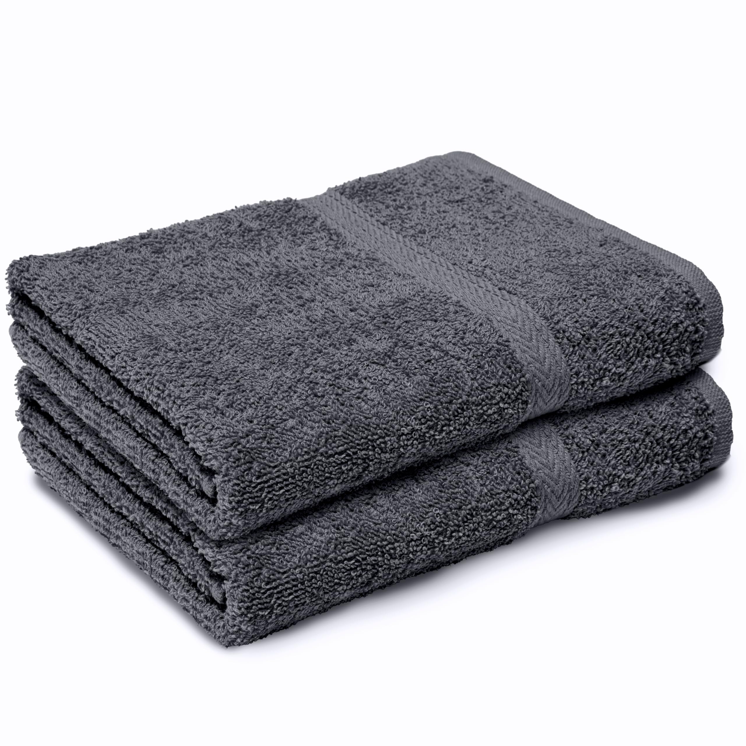 Makooz Large Bath Towels Set - 2 Pc Pack - Premium Style 100% Egyptian Cotton 500 GSM Highly Absorbent, Quick Dry, Super Soft Feel Bathroom Linen for Home, Hotel, Spa & Daily Use - Charcoal 70x120CM