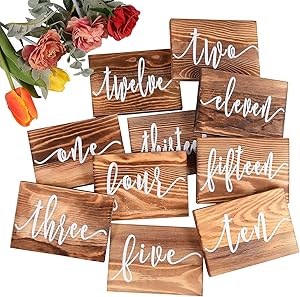 BasedFloor Rustic Wooden Wedding Table Numbers-Country Wedding Table Decoration,Double Sides Wood Table Signs for Reception Decor,Restaurant, Celebration,Birthday Party, 5.5