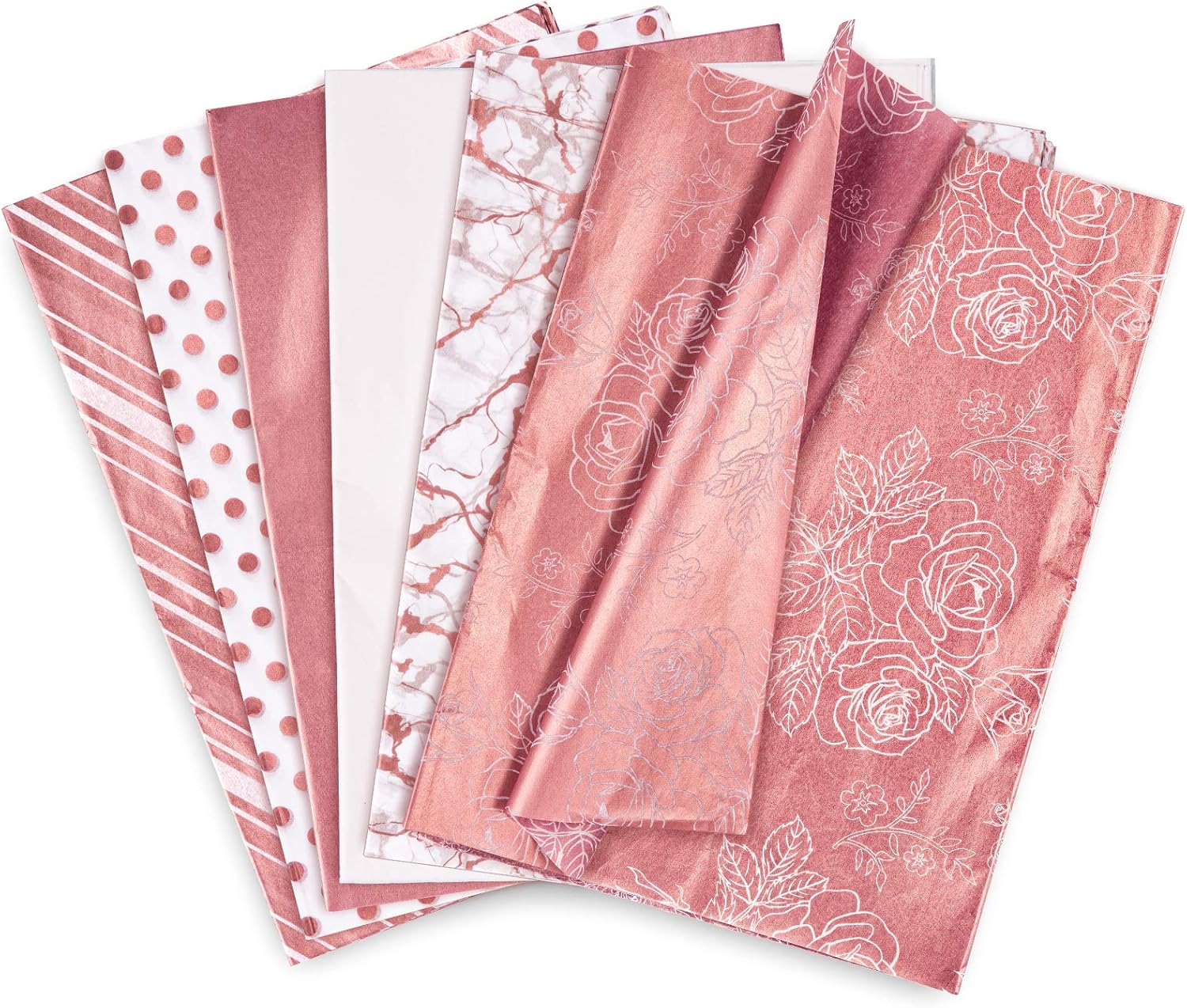 Whaline Rose Gold Tissue Paper 6 Style Gift Wrap Paper Bulk Gift Wrapping Accessory Craft Paper Decorative Paper Art Tissue for Home Kitchen Birthday Party 60Pcs
