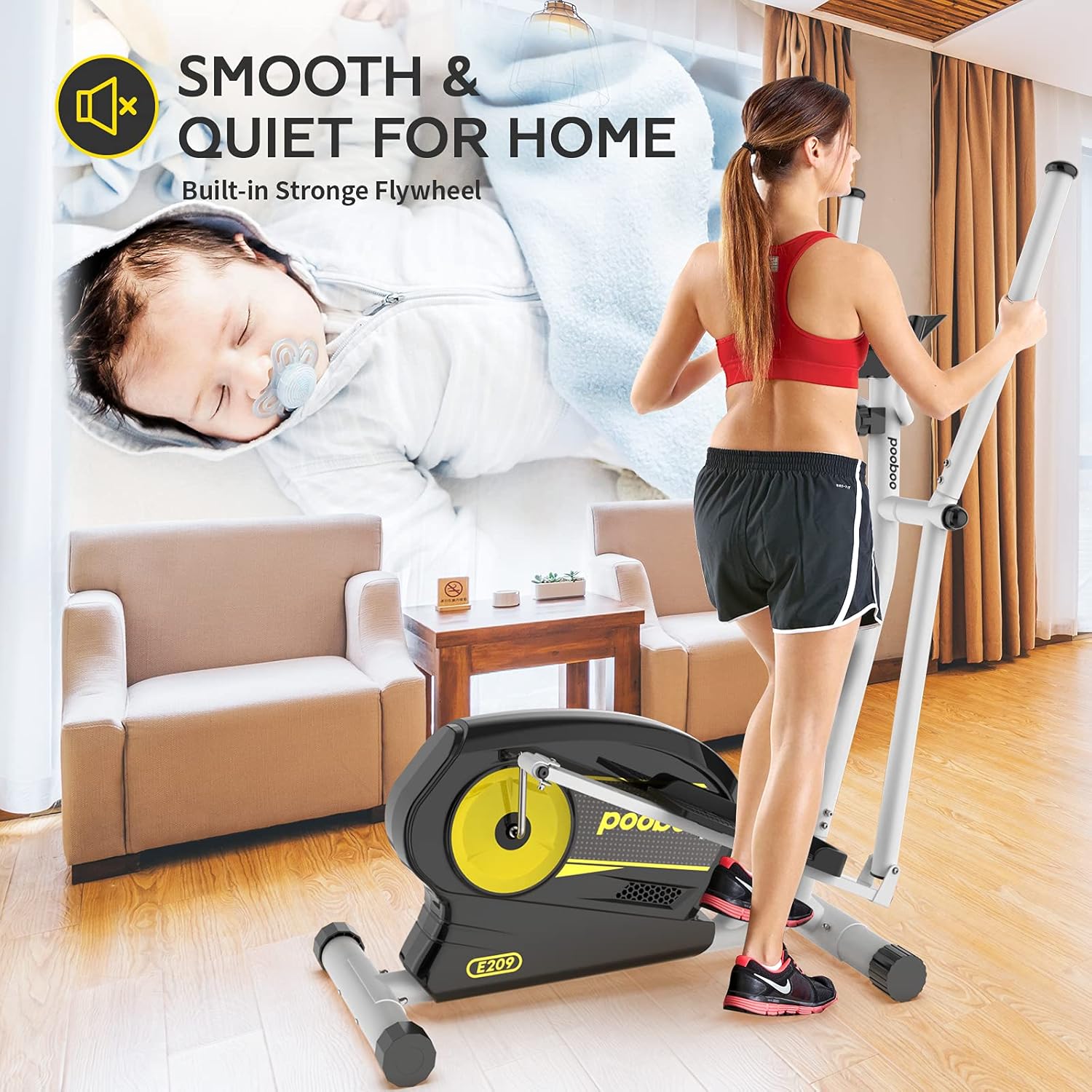 Afully Elliptical Machine Eliptical Trainer with 8 Levels Magnetic Resistance, Tablet Holder, LCD Monitor, Pulse Sensors, Smooth and Quiet for Home Use (E208-18) : Sports & Outdoors