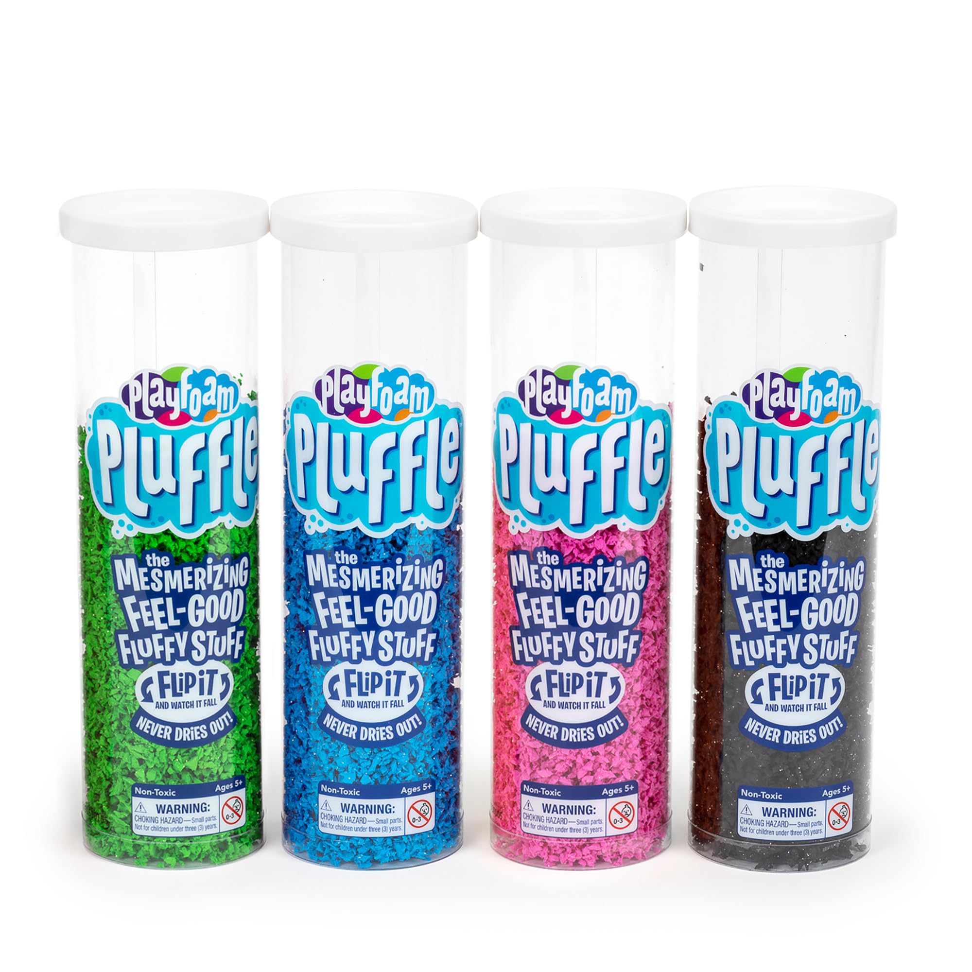 Educational Insights Pluffle® 4-Pack - Sensory Bin Foam Set, No Mess Alternative to Sand Toys & Slime for Toddlers at Home or in The Classroom, Fun Sensory Table Filler, Gift for Kids Ages 3+ Image