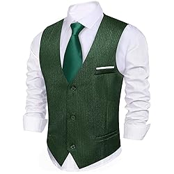 Barry.Wang Mens Emerald Green Suit Vest Striped