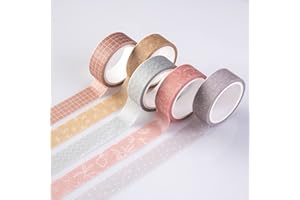 DIVERSEBEE Pastel Washi Tape Set, 5 Rolls Decorative Scrapbook Tape, Cute Craft Tape, Scrapbooking Bullet Journal Supplies, Bible Journaling, Planner Accessories, Gift Wrap Tape (Forest)