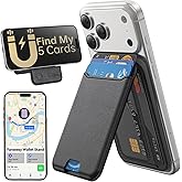 Fanseesy for MagSafe Wallet, Works with Apple Find My,5 Card Holder with Stand, Magnetic Phone Wallet Stand for iPhone 17/16/15/14/13/12 Pro Max Air Plus, RFID Blocking Vegan Leather,Black