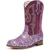 Motasha Girls Cowgirl Boots Unisex-Child Mid Calf Glitter Toddler Cowboy Boot Little Big Kids Western Riding Shoes