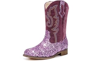 Motasha Girls Cowgirl Boots Unisex-Child Mid Calf Toddler Cowboy Boots Little Kids Western Boots Fashion Riding Shoes