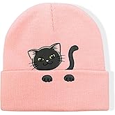 Funny Cool Goth Cat Knitted Beanie Hat for Men and Women, Cute Emo Gothic