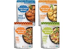 Saffron Road Simmer Sauce Variety Pack, 7 Ounce (Pack of 4) Non-GMO, Gluten-Free, Halal