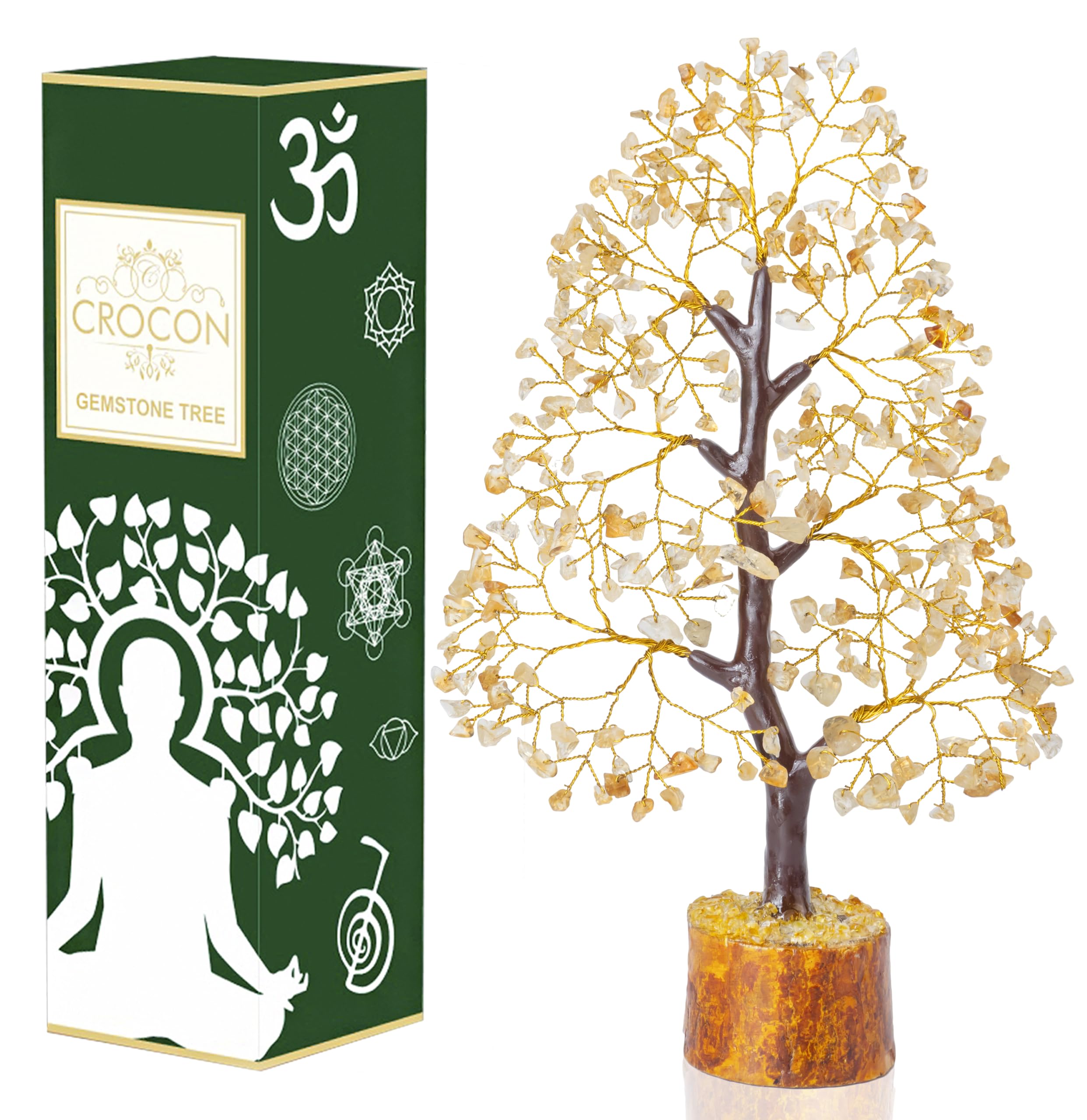 Crocon® Citrine Crystal Tree of Life Gemstone Gifts Chakra Healing Crystals Tree for Home Decor Spiritual & Room Decor, for Women birthday gifts for Mum House warming Present, 10-12"