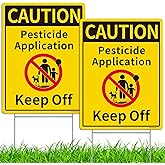 Caution Pesticide Application Keep Off Sign for Yard with Stake Kit, 2Pack-12.6"x9.5" Commercial Grade Corrugated Plastic, Double Sided, UV Protected, Weather & Fade Resistant, Easy to Mount