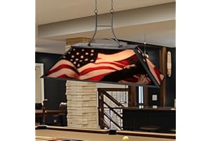 Obihivlo 4-Light Tiffany Pool Table Lamp, 43'' Billiards Light Fixture for 7'-8' Pool Table Hanging Lamp, with American Flag High Light Transmittance Shade, Suitable for Game Room, Man Cave