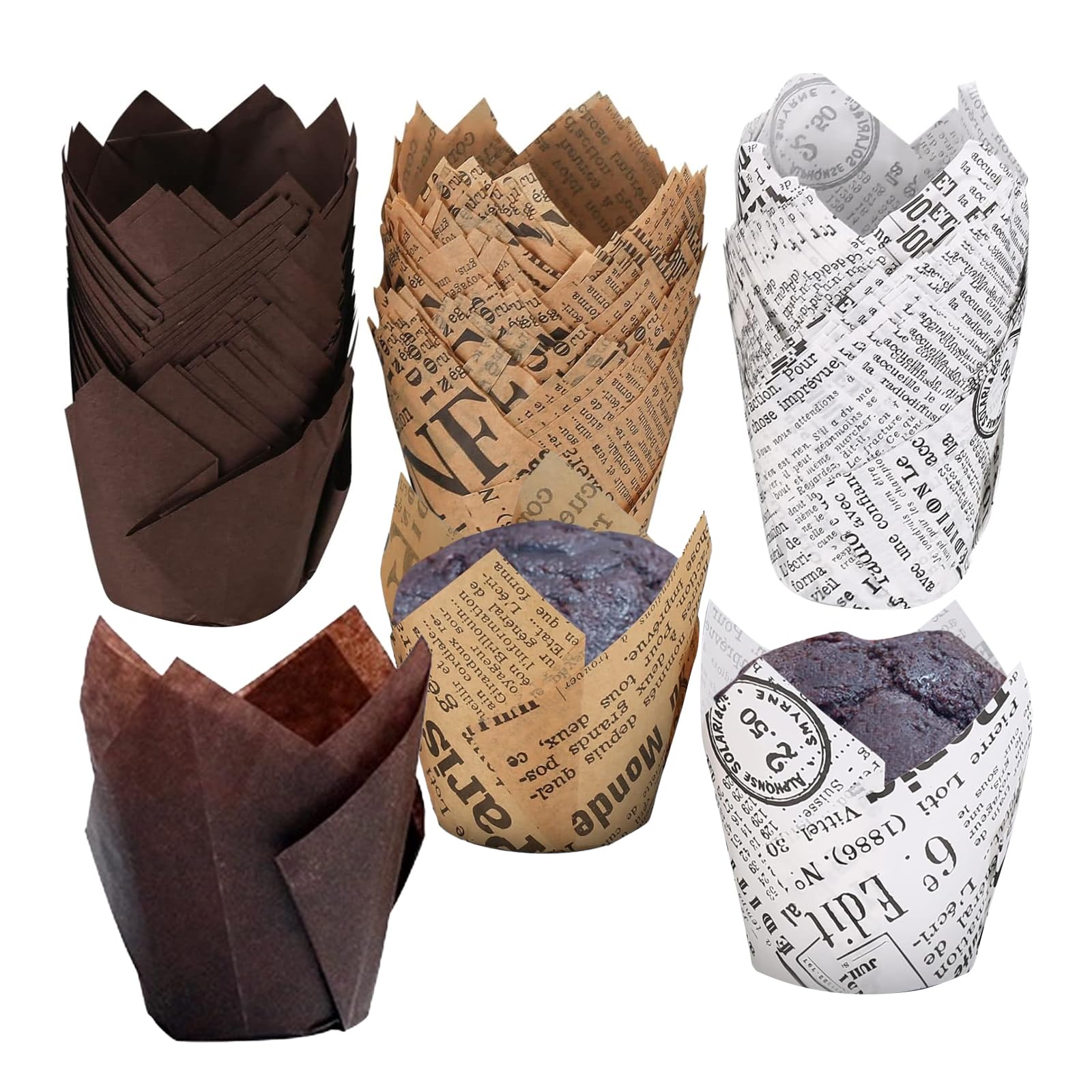 Tulip Cupcake Cases, 150 Pcs Disposable for Birthdays, Weddings