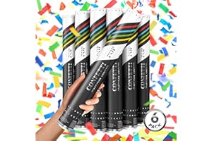 JAPJA 16" Confetti Cannon [6 Pack] Confetti Poppers | Multicolor Biodegradable Confetti Cannons (Confetti Blasters/Gun/Bomb/Shooters) Compressed Air, Launch 25ft, Loud Pop, For Wedding, New Year's Eve