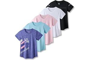 LIBERTY IMPORTS 5 Pack: Women's Dry Fit Short Sleeve T Shirts, Athletic Workout Tee Tops for Gym Yoga Running