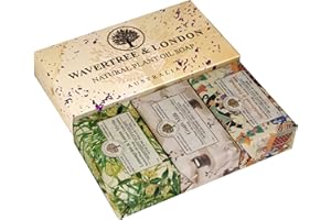 Wavertree & London Trio Gift Box (3 Bars) - 7oz Lemon Myrtle, Goats Milk, Sandalwood Patchouli Scented Moisturizing Triple Milled Natural Soap Bars - Pure Plant Oil Soap Bars for All Skin Types