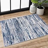 SIILOOM 2x3 Modern Abstract Rug for Entryway, Navy Blue Gray Neutral Multi Super Soft Small Area Rug, Washable Non-Slip Kitchen Rugs, Low-Pile Mat for Bedside, Indoor Door Mat