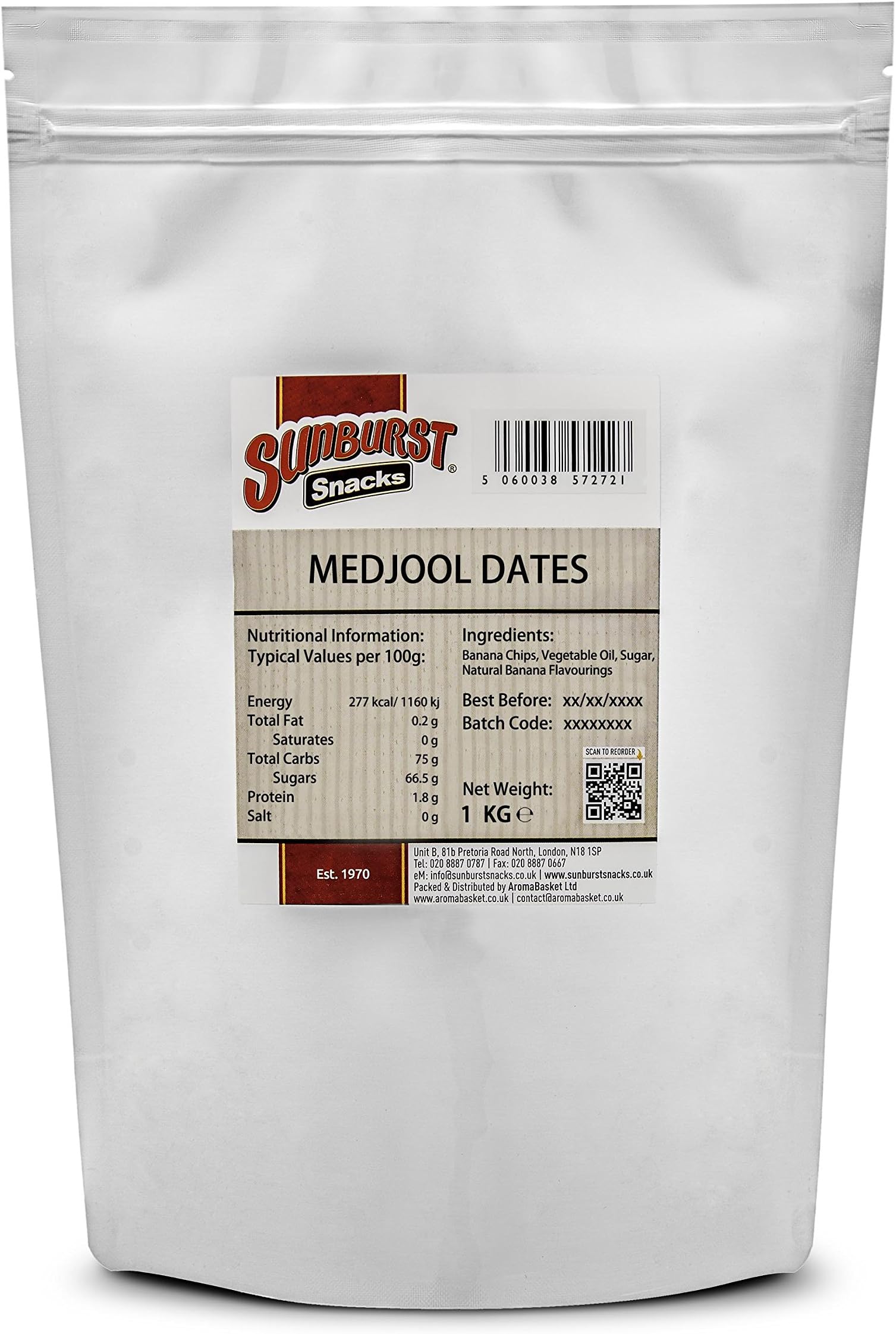 Sunburst Natural Dried, Soft & Sweet Medjool Dates 500g