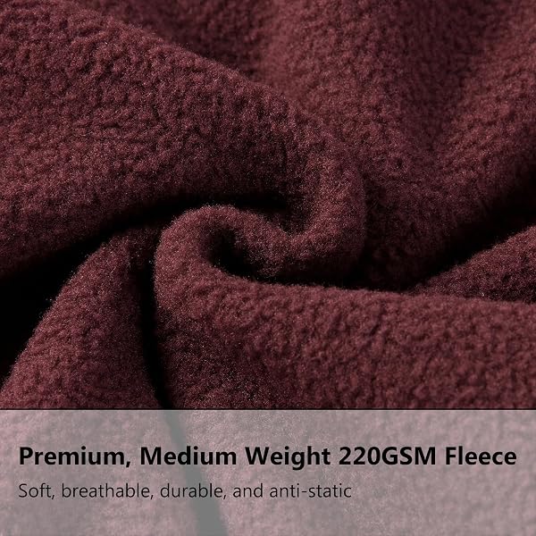 BASSDASH ALLDAY MEN’S FULL ZIP FLEECE JACKET SOFT SWEATSHIRT BREATHABLE MID-WEIGHT POLAR FLEECE WINTER COAT WITH POCKETS BURGUNDY