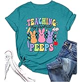 Women Happy Easter Shirt oh for Peeps Sake Letter Print Easter Tshirt Cute Rabbit Graphic Easter Tee