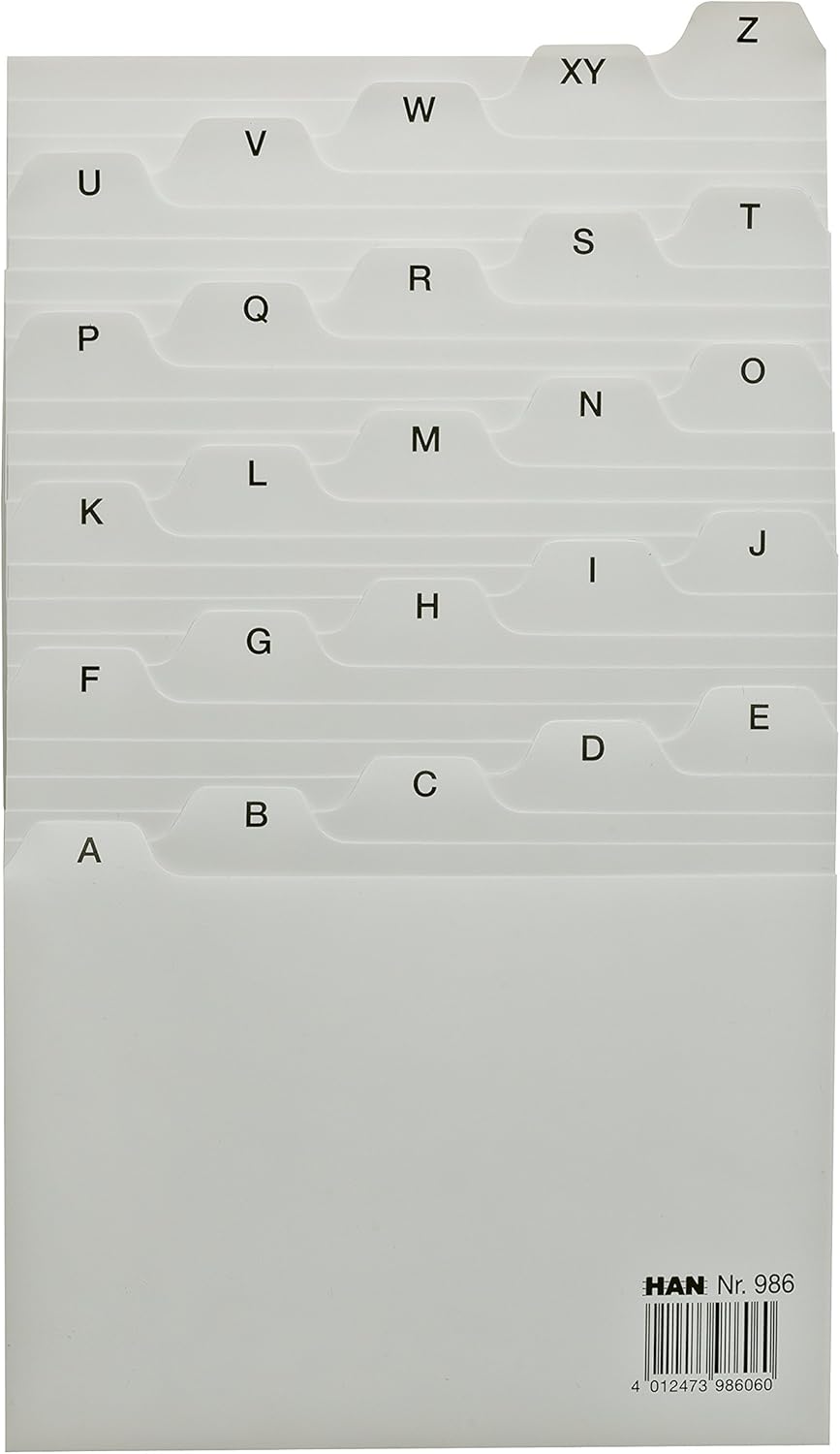HAN 986, Tab A - Z, A6 landscape, 25 pcs. Guide cards for card index boxes and trays grey - Image 3