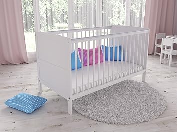 White Wooden Baby Cot Bed Drawer Aloe Vera Water Repellent