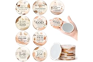 Y1tvei Bible Verse Compact Mirrors - 36Pcs Boho Christian Gifts Bulk Bible Verse Mini Compact Mirrors Inspirational Small Portable Round Pocket Makeup Mirror for Purse Church Party Favors for Women