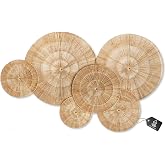 CHI AN HOME Wicker 23 Inch Jute Wall Decor Baskets, Set of 6 Extra Large Woven Jute Wall Plates, 23",21",15",13",12,10", Decorative Baskets for Wall Arts, Wall Hanging for Bedroom, Living Room, Office