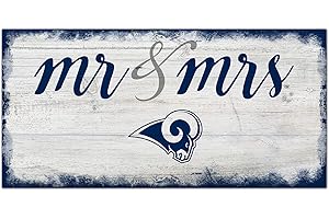 Fan Creations NFL St. Louis Rams Unisex Los Angeles Rams Script Mr & Mrs Sign, Team Color, 6 x 12