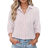 LOMON Womens Long Sleeve Button Down Shirts Casual Loose Fit Cotton Collared Blouses