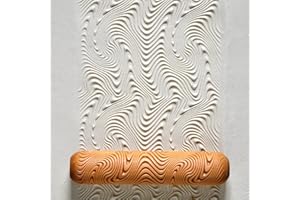 MKM Pottery Tools Wood Big Hand Rollers for Clay (BHR-79 Psychedelic Wave)