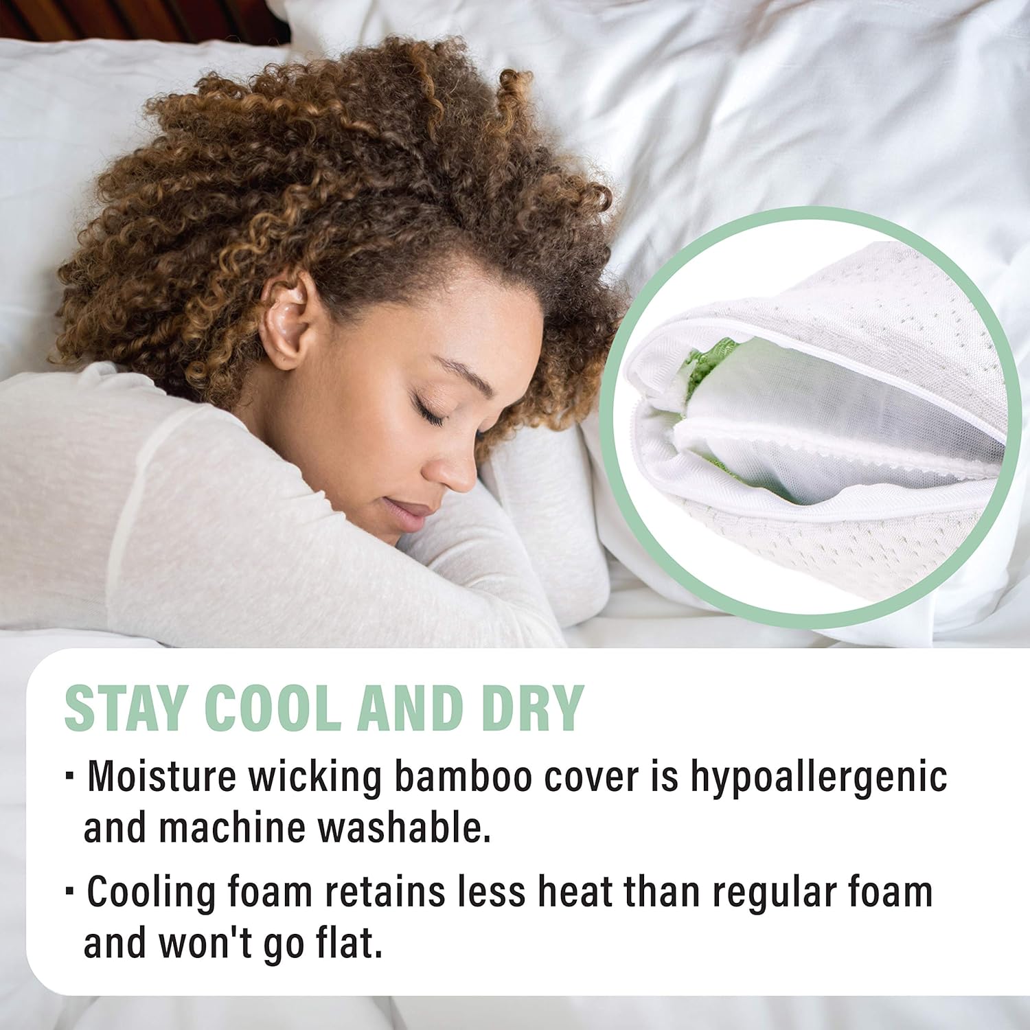 Pillows for Sleeping - 2 Pack Cooling Shredded Memory Foam Bed Pillows with Bamboo Hypoallergenic Covers (Queen Size): Home & Kitchen