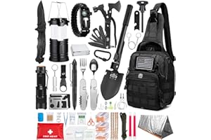 Monterra Survival Kit, 265 Pcs, Emergency Gear and Supplies, First Aid, Bug Out Go Bag, EDC, Molle System Backpack, Hiking, Camping, Outdoor Accessories, Hunting Gifts for Men.