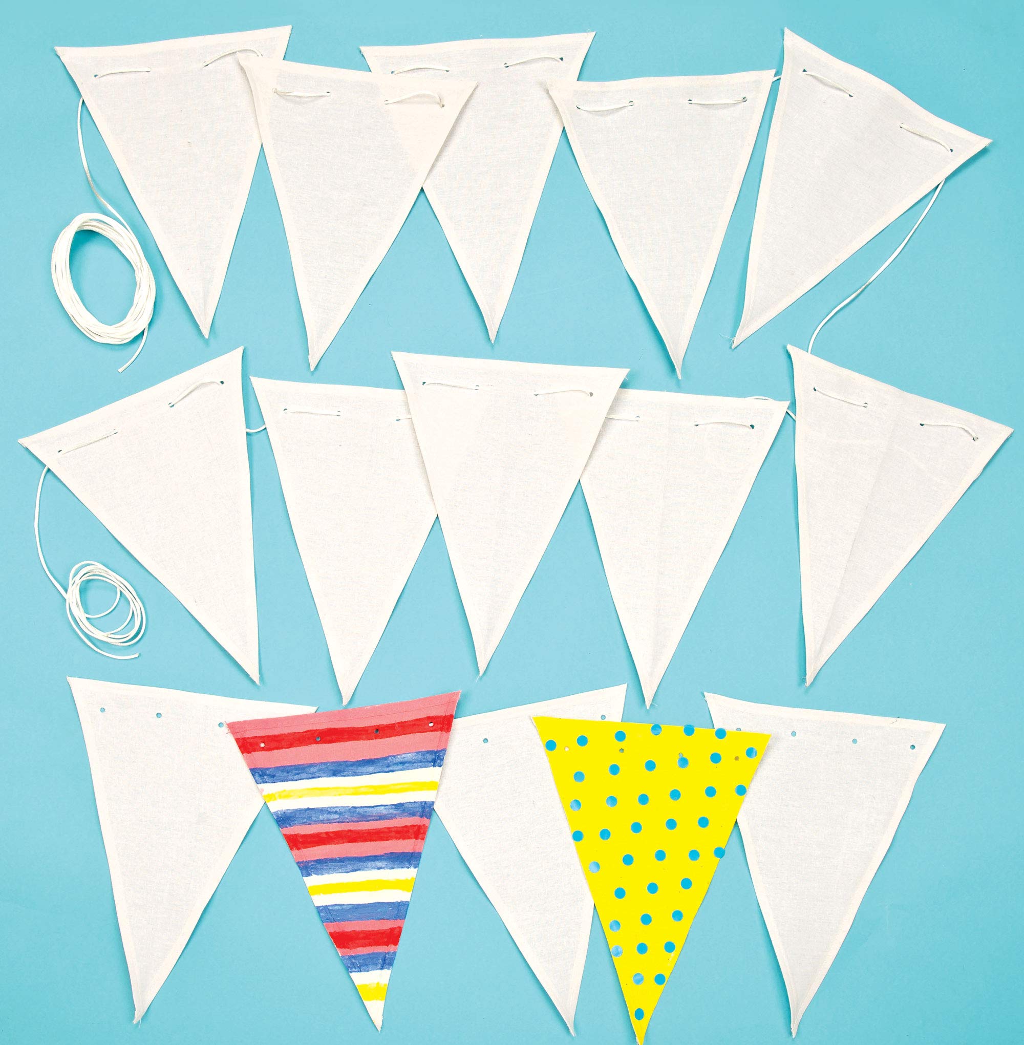 Baker Ross EV858 Fabric Bunting - 1 Pack, Make Your Own Bunting for Parties, Weddings, White Garland for Decorating