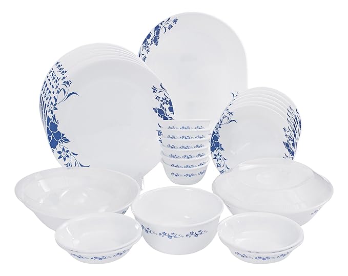 Buy Corelle India Impressions Royale Dinner Set, 30Pieces, White/Blue