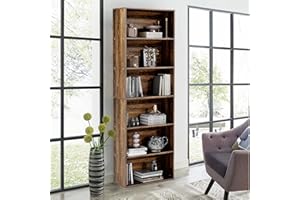 GRUSIGN 71" Tall Bookcase, 6-Tier Open Display Storage Shelves, Floor Standing Large Book Shelf for Living Room, Home Office, Bed Room, Brown