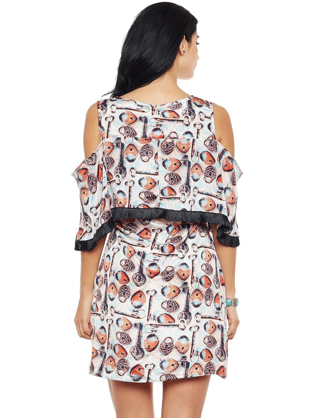 i-know lock-key fringe dress