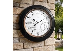 Pytha Sight 24 Inch Outdoor Clocks Waterproof, Large Easy-to-Read Illuminated Outdoor Wall Clock with Smart Light Sensor, Sil