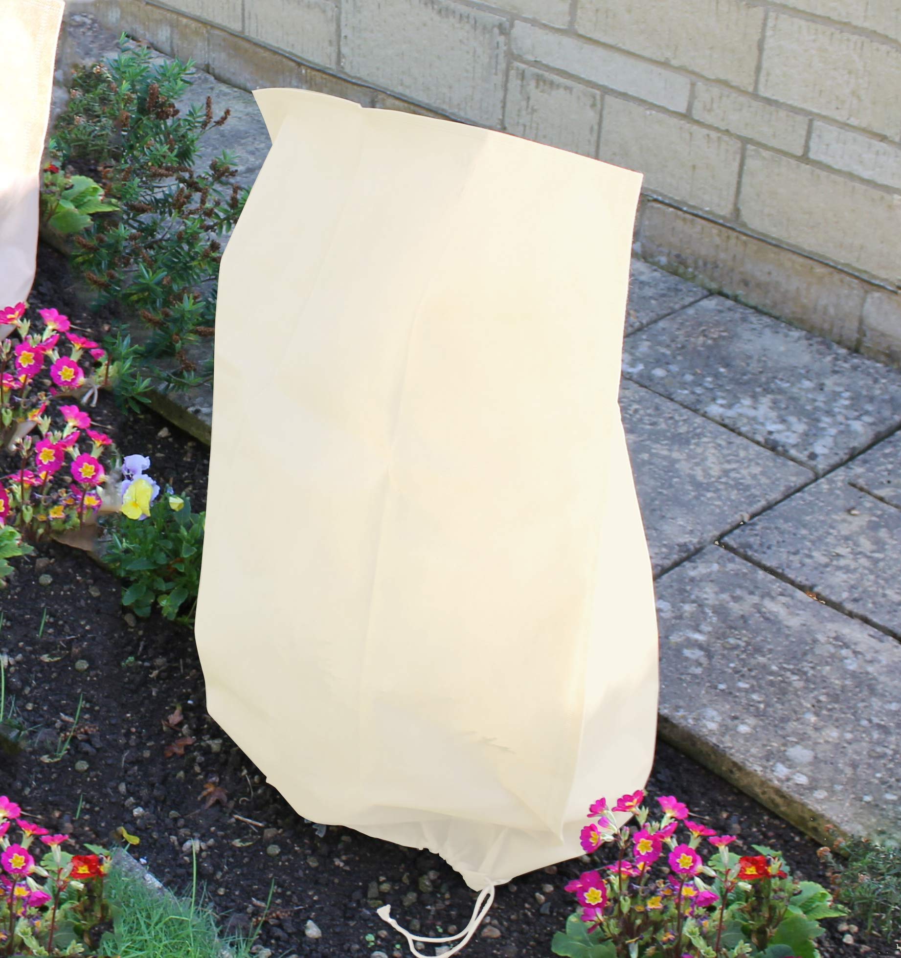 Gardening Naturally Garden Fleece Bag 70gsm Cream Drawstring Heavyweight Pack Two (0.8m x 1m)